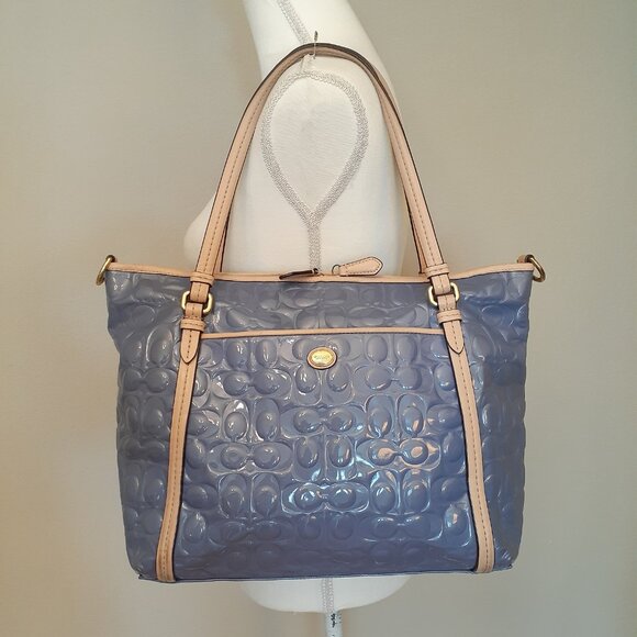 Coach Patent Monogram Tote Shoulder Bag - Picture 1 of 15